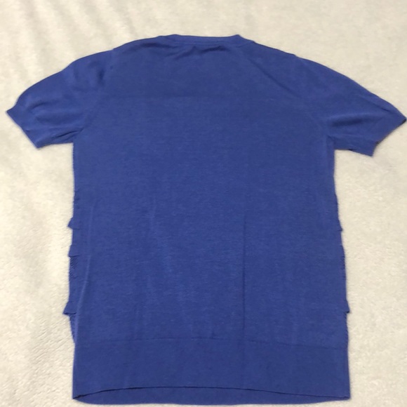 NWOT banana republic small sweater blue formal short sleeve eyelet ruffle - Picture 3 of 3